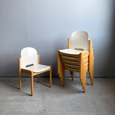 6 stolar i vitt och bok - stapelbara