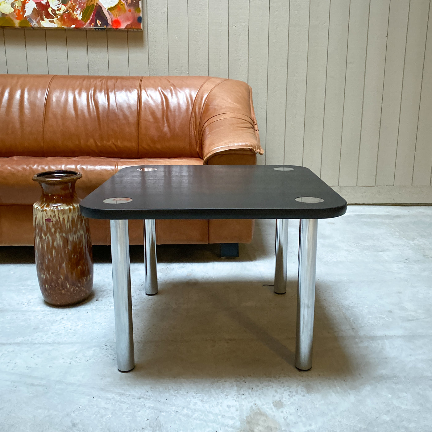 Soffbord i svart och krom, 70-tal