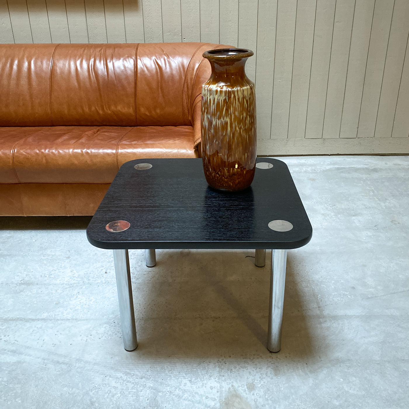 Soffbord i svart och krom, 70-tal