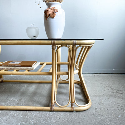 Soffbord i bambu och glas