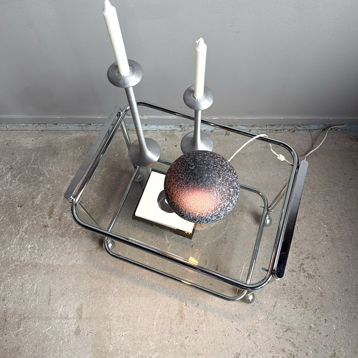 Drinkvagn i krom och glas