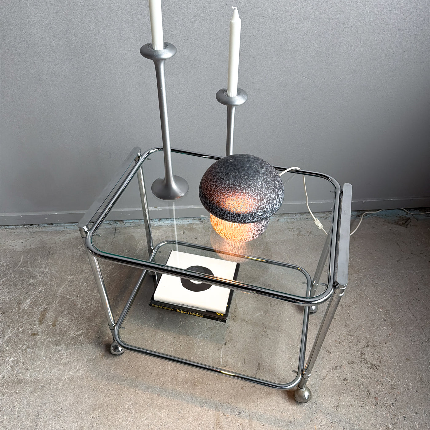 Drinkvagn i krom och glas