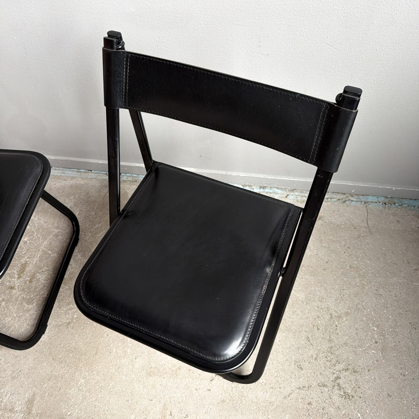 Klappstol i skinn - Tamara, Arrben, Italien, 80-tal