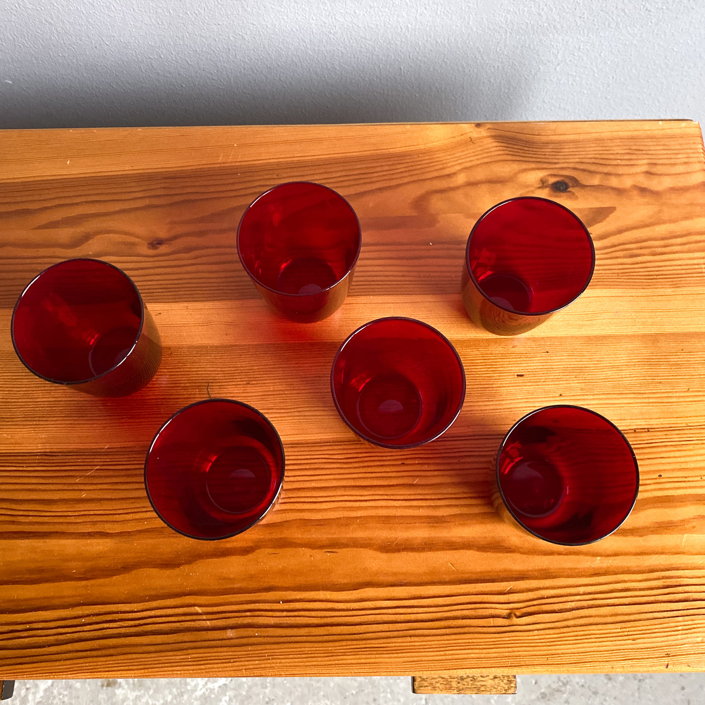 6 st röda glas - Monica Bratt, Reijmyre Glasbruk