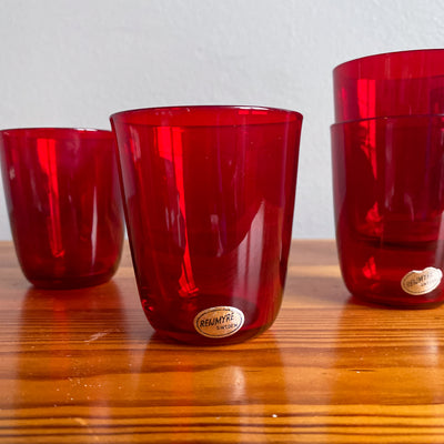 6 st röda glas - Monica Bratt, Reijmyre Glasbruk