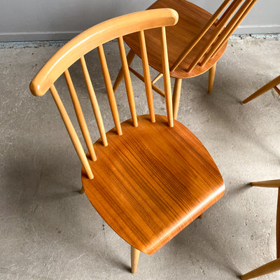 4 st pinnstolar i teak och bok