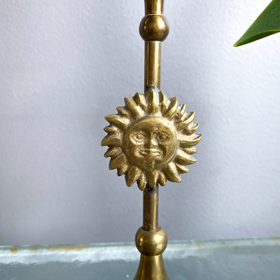 Paret ljusstakar i mässing - sol & måne