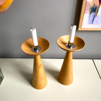Paret ljusstakar i trä - IKEA 90-tal