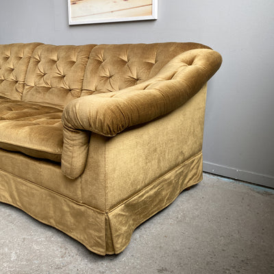 Olivgrön plyschsoffa 70-tal