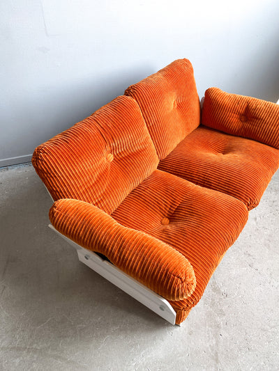 2-sits soffa i orange manchester - 70-tal