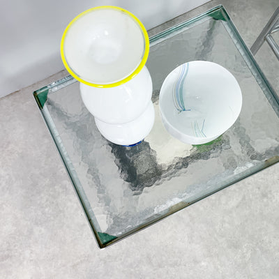 Bord i frostat glas och krom - par