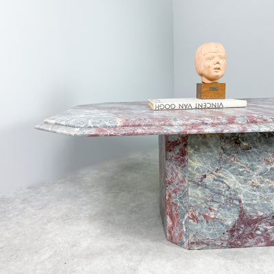 Soffbord i marmor - grått/vinrött