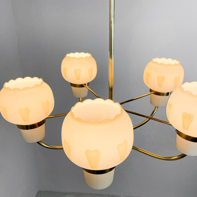 Taklampa i mässing och glas