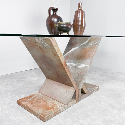Soffbord i glas och marmor