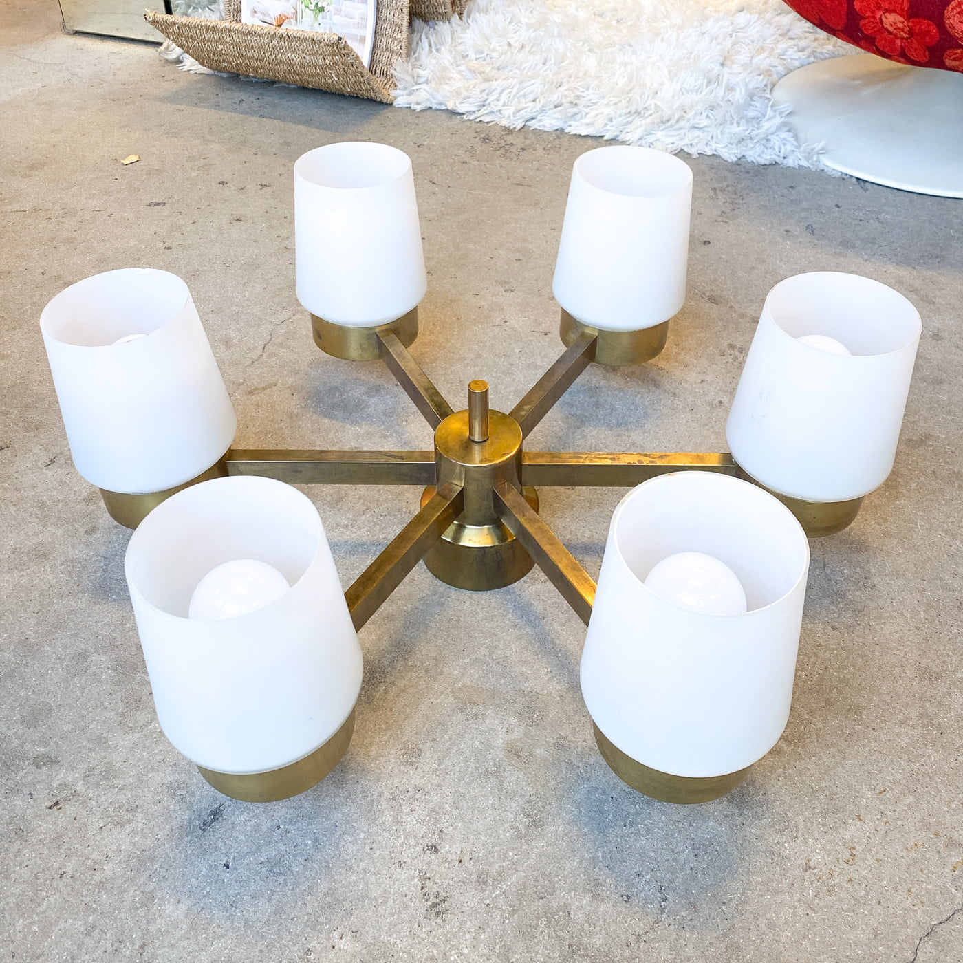 Taklampa i mässing och glas, Fagerhults Belysning