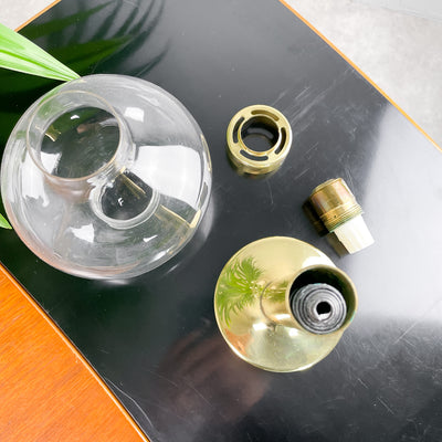 Ljuslykta i glas och mässing - Ateljé Lyktan