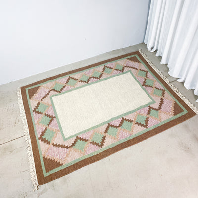 Röllakanmatta beige, brun, grön, rosa