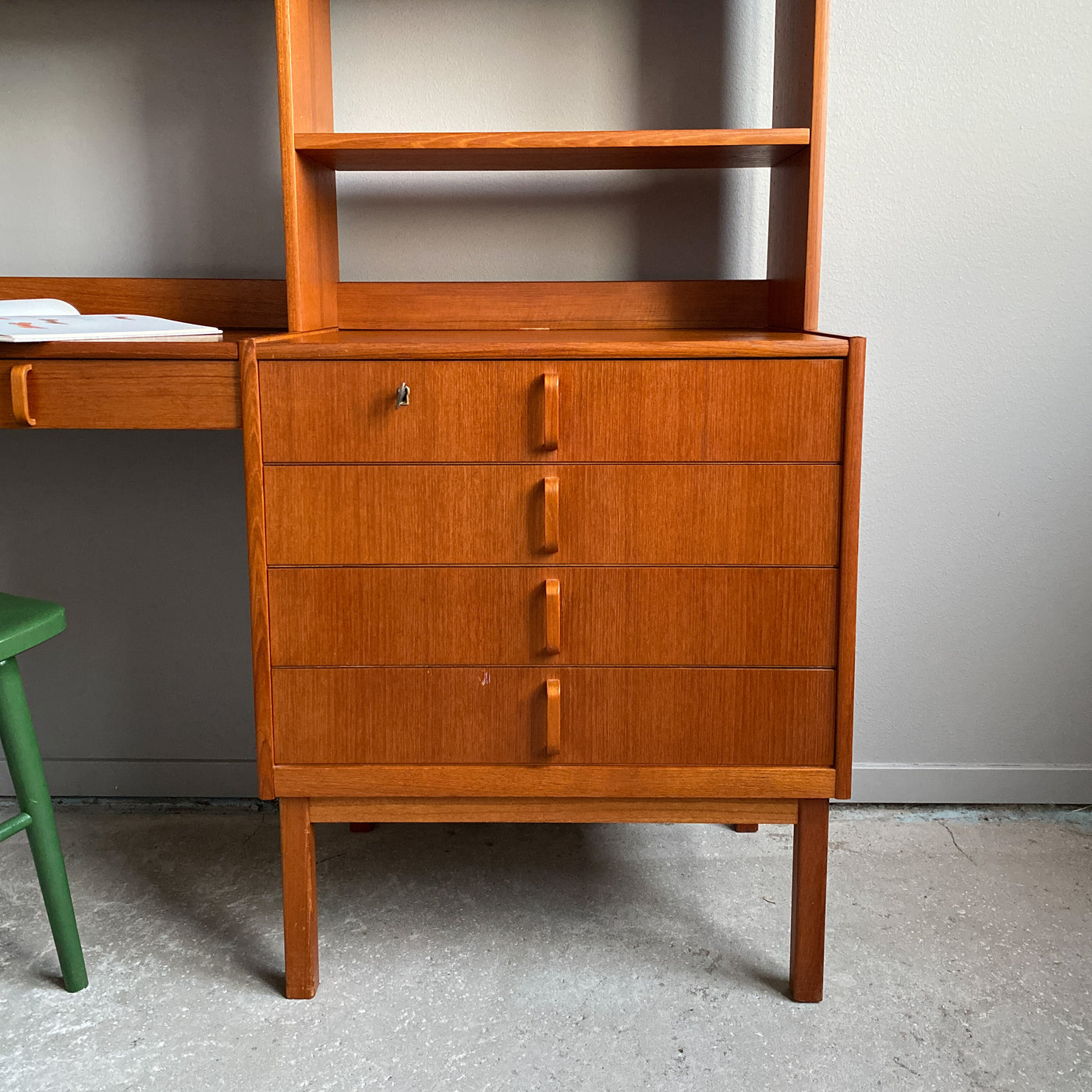 Hyllsektion i teak med skrivbord, Bodafors - Bertil Fridhagen