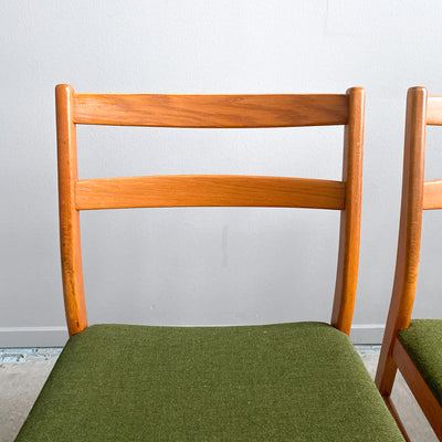 4 stolar med grön sits - 60-tal