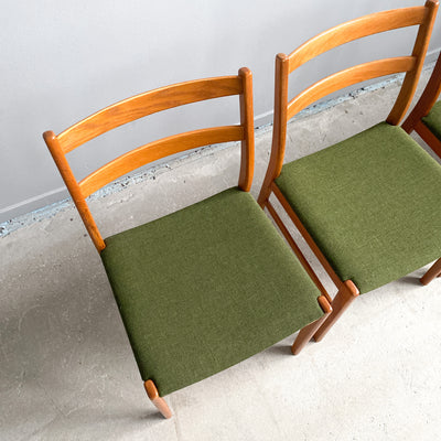 4 stolar med grön sits - 60-tal