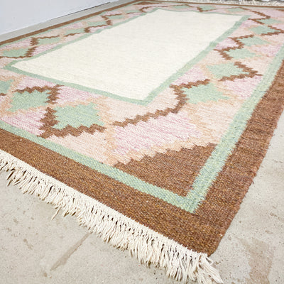Röllakanmatta beige, brun, grön, rosa