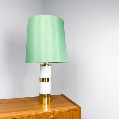 Lampa vit glasfot, grön skärm