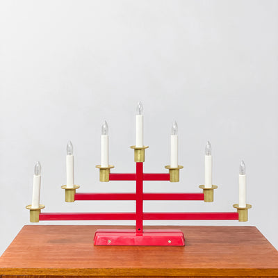 Adventsljusstake röd - sjuarmad
