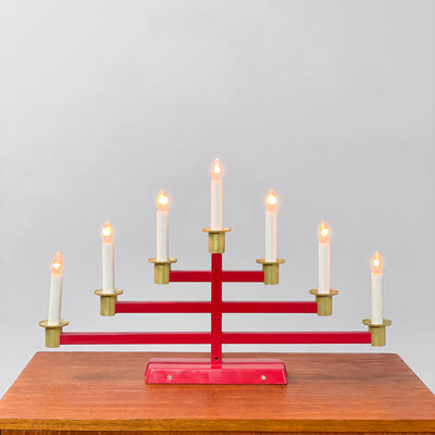 Adventsljusstake röd - sjuarmad