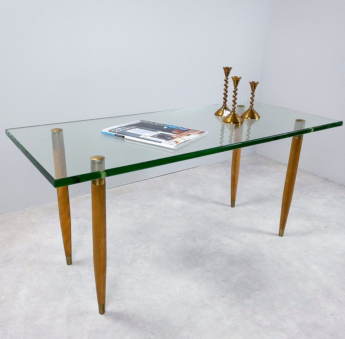 Soffbord i teak & glas
