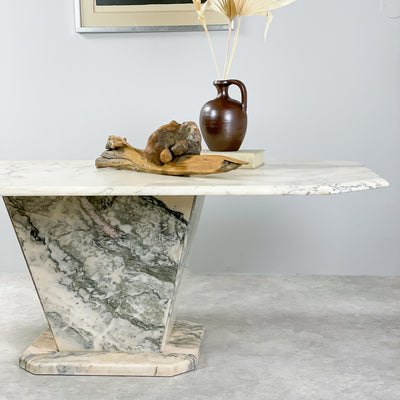 Soffbord i marmor - beige/grå/rosa