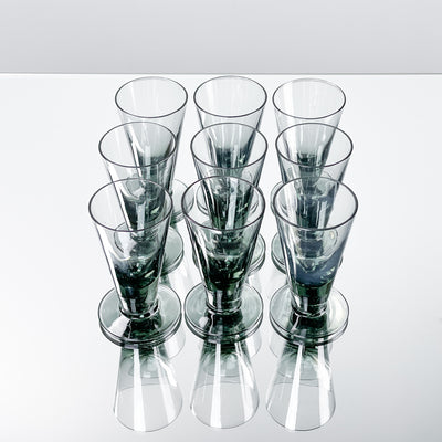 9 st rökfärgade snapsglas