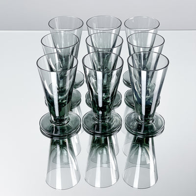9 st rökfärgade snapsglas