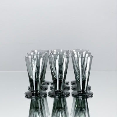 9 st rökfärgade snapsglas