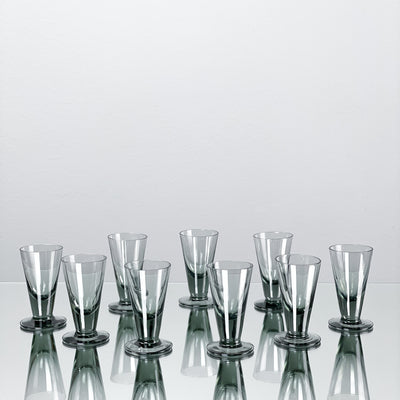 9 st rökfärgade snapsglas