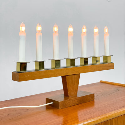 Adventsljusstake i mässing och teak - Åvikens metall