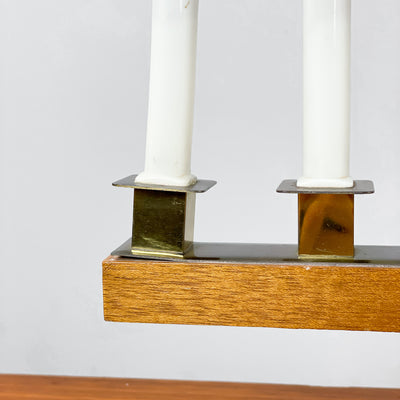 Adventsljusstake i mässing och teak - Åvikens metall