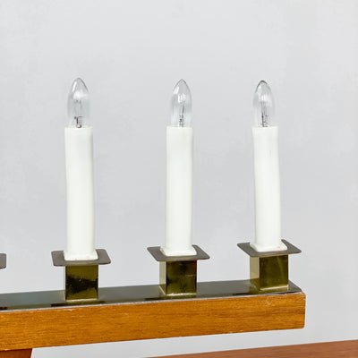 Adventsljusstake i mässing och teak - Åvikens metall