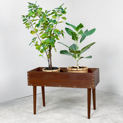 Blombord i mörkbetsad teak