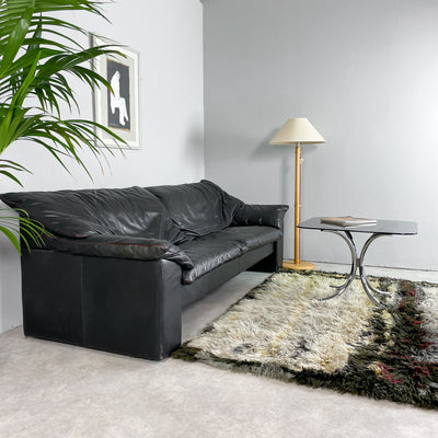 Soffa i svart skinn 80-tal
