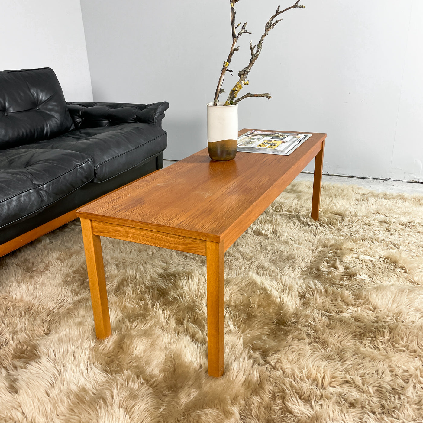 Blombänk/Soffbord i teak med låda