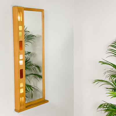 Spegel i ek med belysning - Eriksmålaglas
